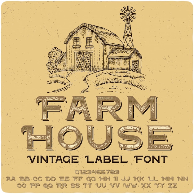 Lettrage vintage maison de ferme