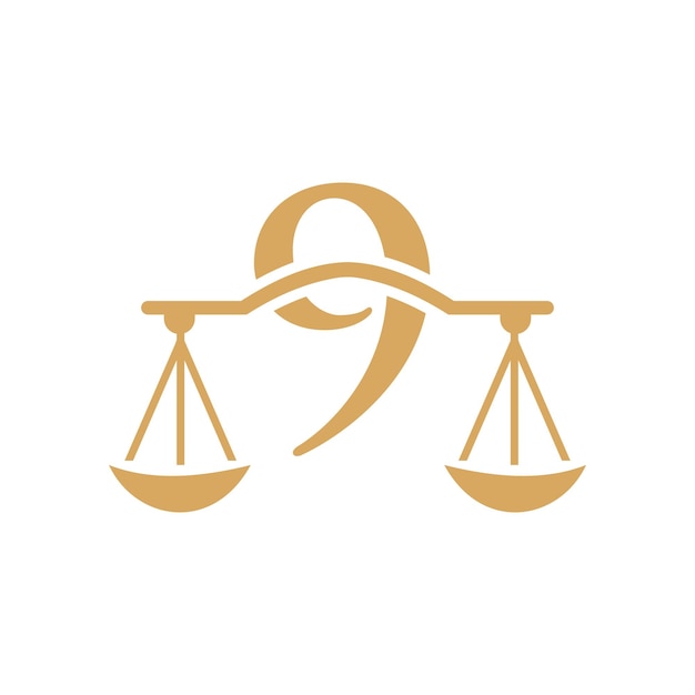 Lettre 9 Création De Logo De Cabinet D'avocats. Avocat Et Justice, Symbole Du Procureur