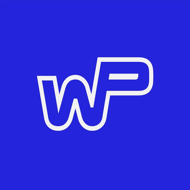 Lettre abstraite en gras Le logo WP marque l'icône moderne
