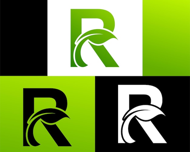 Lettre Abstraite R Logo Feuille Verte