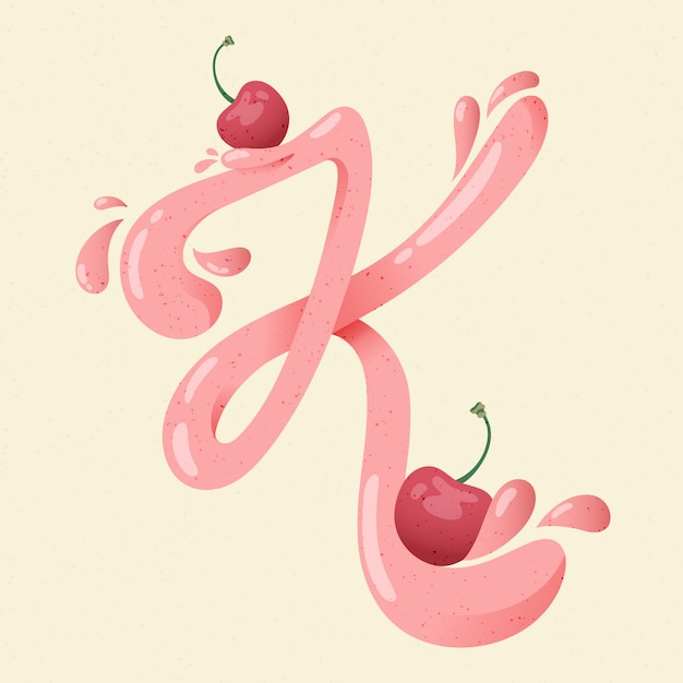 Lettre Alphabet Créatif K Avec Cerises