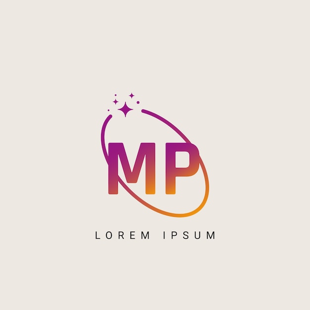 Lettre de l'alphabet MP PM illustration du modèle vectoriel du logo unique