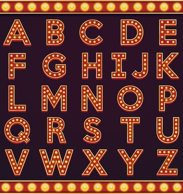 Vecteur lettre alphabet signe marquee ampoule style