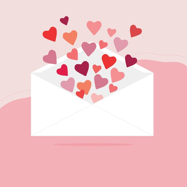 Lettre d'amour avec des coeurs renversés