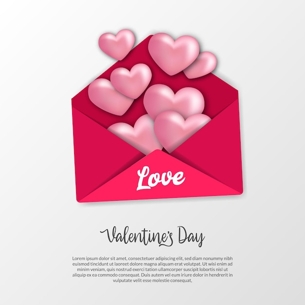 Lettre D'amour Ouverte, Enveloppe Rose Douce Avec Forme De Coeur Réaliste Pour La Carte De Voeux De La Saint-valentin Et Vue De Dessus De Concept D'illustration D'invitation Avec Fond Blanc