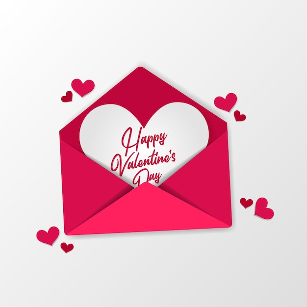 Lettre D'amour Ouverte, Enveloppe Rose Douce Pour La Carte De Voeux De La Saint-valentin Et Invitation Illustration Concept Vue De Dessus Avec Fond Blanc