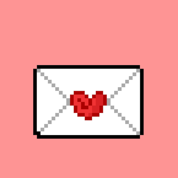 Lettre D'amour Avec Style Pixel Art