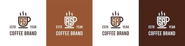 Lettre AS et SA Coffee Logo adapté à toute entreprise liée au café thé ou autre avec les initiales AS ou SA