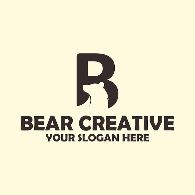 Vecteur lettre b avec bear logo design concept