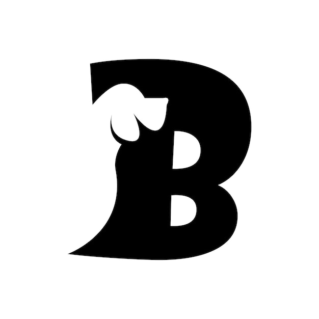 Vecteur lettre b avec un logo de chien spatial négatif