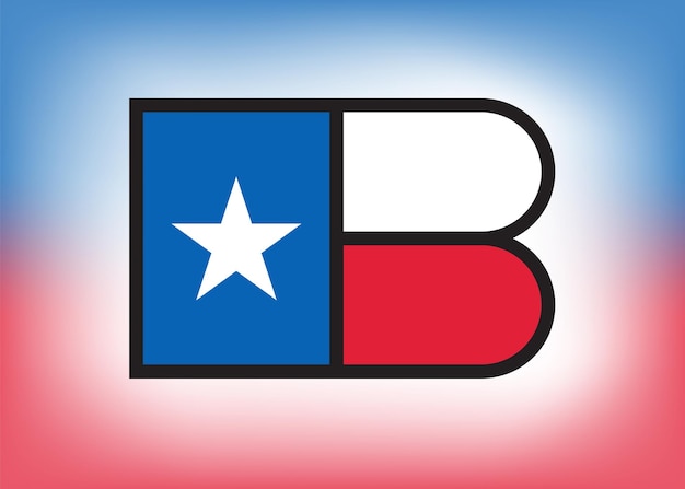 Lettre B et logo du drapeau du Texas