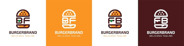 Vecteur lettre bf et fb burger logo adapté à toute entreprise liée au burger avec les initiales bf ou fb