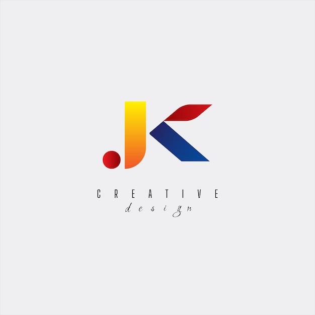 Lettre Bleue Créative Logo Jk Jk Avec Lignes Directrices Et Conception De Concept De Route Lettres Avec Géométrie