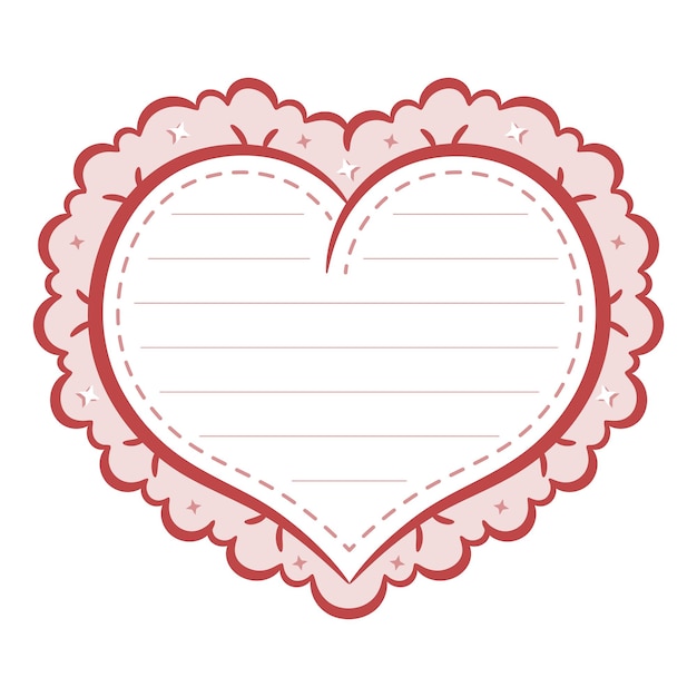 Vecteur lettre de cadre de note collante coeur mignon avec coloration pastel pour l'écriture
