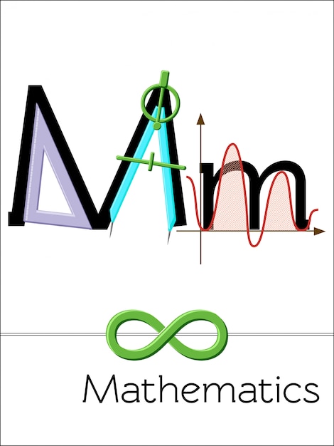 Vecteur la lettre de carte flash m est pour les mathématiques. alphabet scientifique pour les enfants.