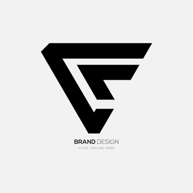 La lettre CF est une forme moderne unique, un design de logo en triangle.