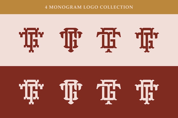 Vecteur lettre de collection monogramme gt ou tg avec interlock vintage style classique bon pour la marque de vêtements