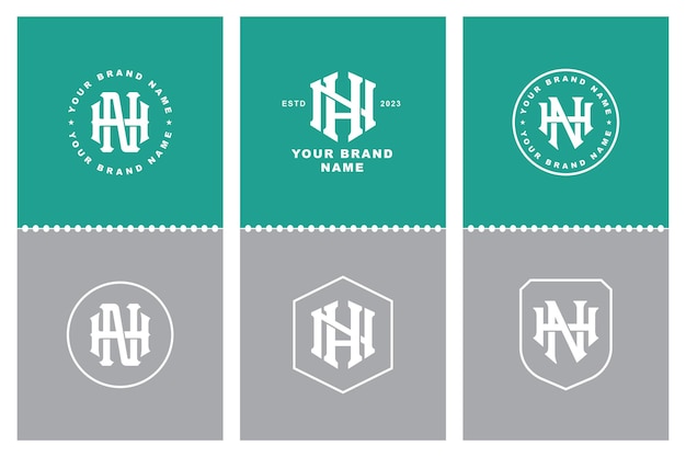 Vecteur lettre de collection monogramme hn ou nh avec conception d'insigne de style interlock pour les vêtements de marque