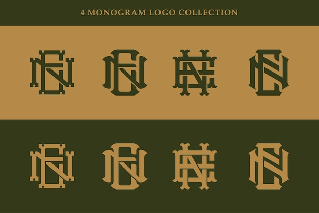 Vecteur lettre de collection monogramme en ou ne avec interlock vintage style classique bon pour la marque de vêtements
