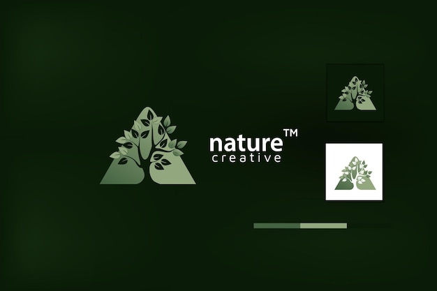 Vecteur lettre a avec colline et arbre pour l'inspiration de conception de logo