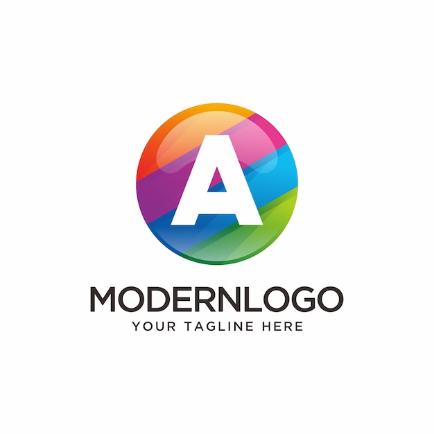 Lettre colorée Un logo avec logo Circle
