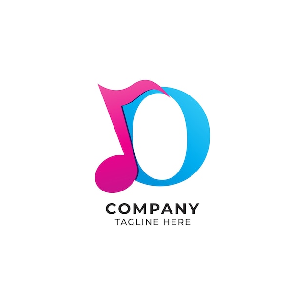 Lettre colorée O Alphabet Music Logo Design Concept de logo initial et de note de musique isolé sur fond blanc Monogram Lettermark Logotype Pink Magenta Blue Color Theme