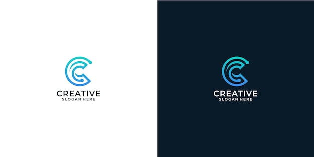 Lettre C Concept Technologie Logo Design Illustration Vectorielle