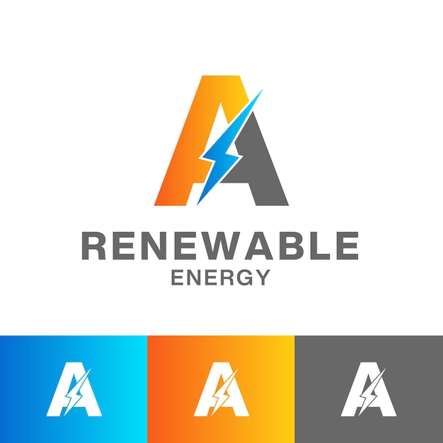 Une lettre Création de logo d'énergie renouvelable ou création de logo d'icône de tonnerre