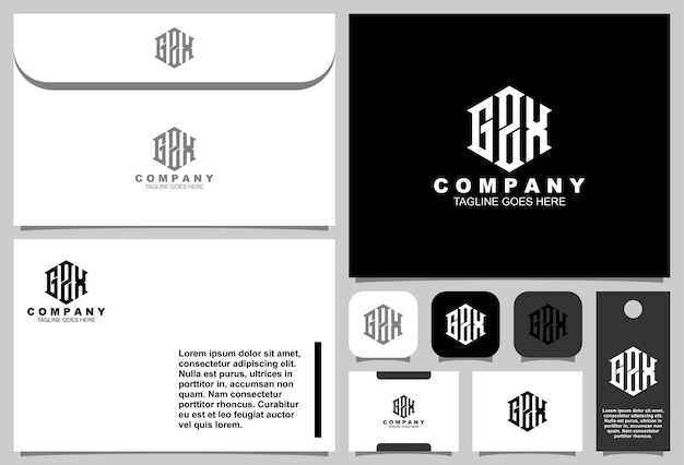 Lettre Créative Logo Monogramme Gzx Avec Modèle De Papeterie