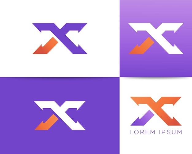 Vecteur lettre créative x logo coloré
