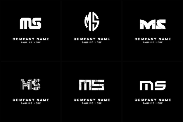 Vecteur lettre du logo ms dans un style de luxe moderne en couleur noir et blanc