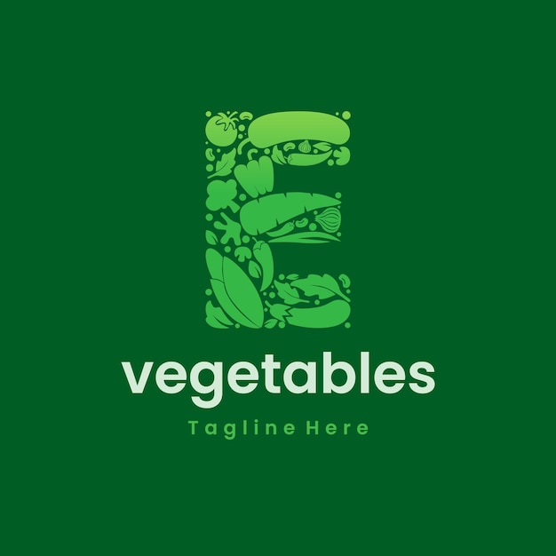 Lettre E Légumes Logo Vecteur