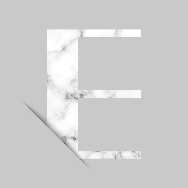 Vecteur lettre e logo avec fond de marbre gris et blanc