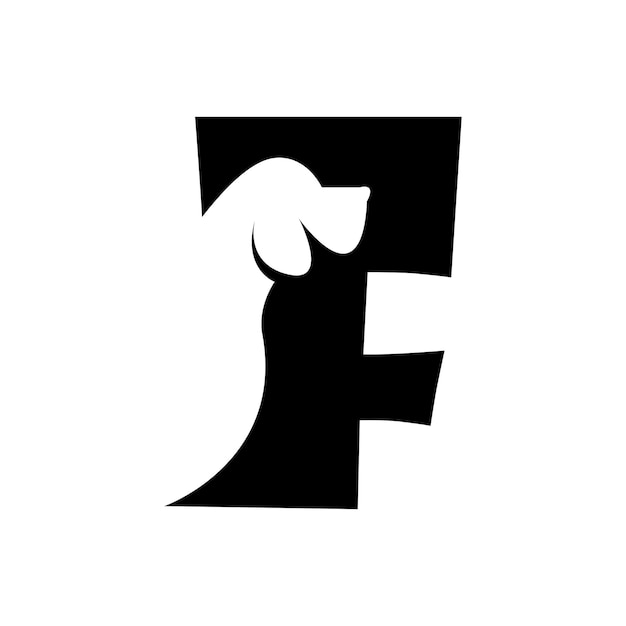 Vecteur lettre f avec un logo de chien spatial négatif