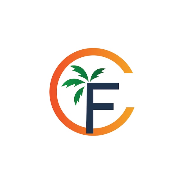 Vecteur lettre c et f avec logo palmier