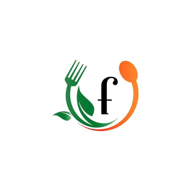 Lettre F Monogram Design Résumé Isolé Modèle Vecteur Alimentaire Aliments Frais Légumes Logo Sain F