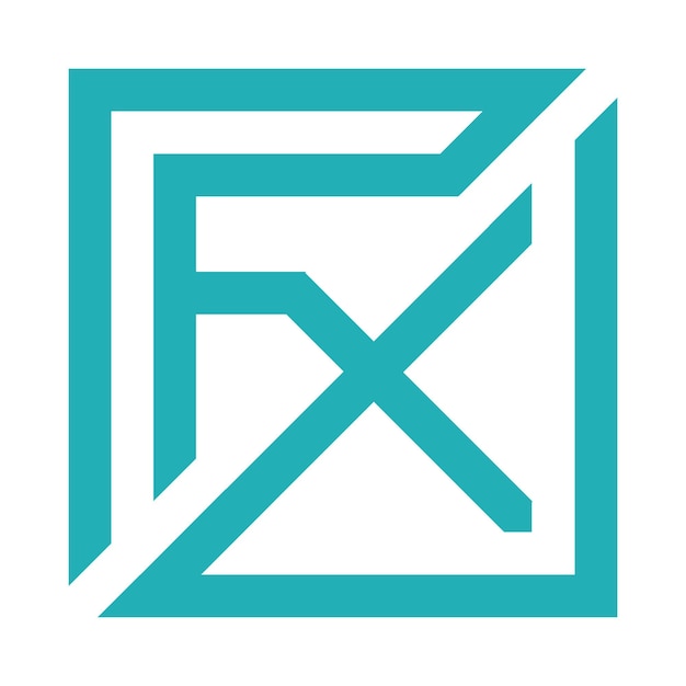 Vecteur lettre f et x line logo