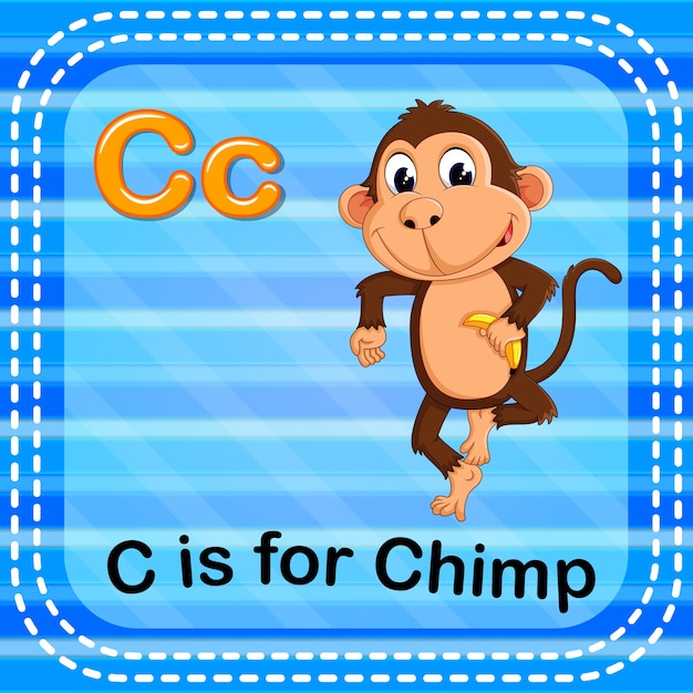 Lettre Flashcard C Est Pour Chimpanzé