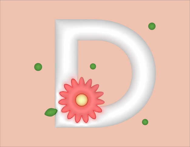 lettre D florale 3d plate