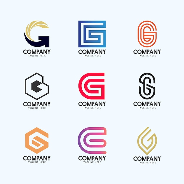 Vecteur lettre g collection de logos abstraits modernes alphabet logotype géométrique pour toutes sortes d'entreprises