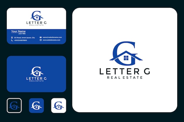 lettre g avec création de logo de maison et carte de visite