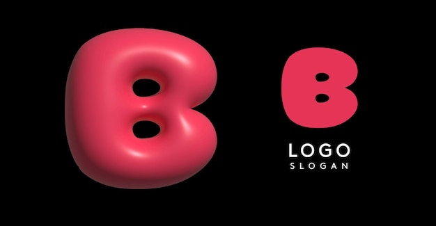 Lettre gonflable b attrayante d logo brillant lumineux logo à bulle pour l'éducation et l'affiche enfantine