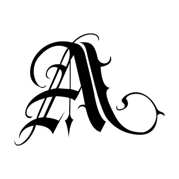 La lettre A gothique élégante dans le design de la calligraphie décorative
