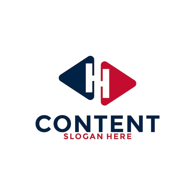 Vecteur lettre h avec média contenu de logo moderne contenu créatif modèle de conception vectorielle de logo
