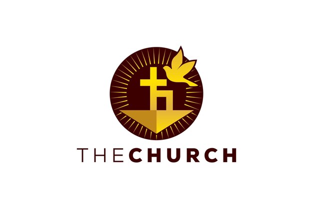 Vecteur lettre h à la mode et professionnelle signe d'église logo vectoriel chrétien et pacifique