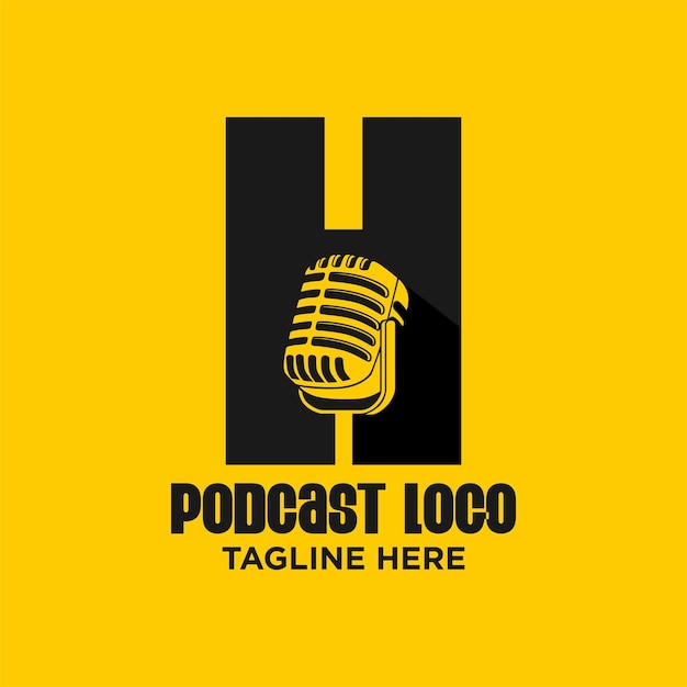 Lettre H Podcast Logo Design Template Inspiration, Illustration Vectorielle.