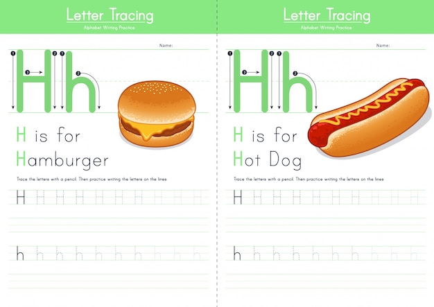 Lettre H Traçant L'alphabet Alimentaire