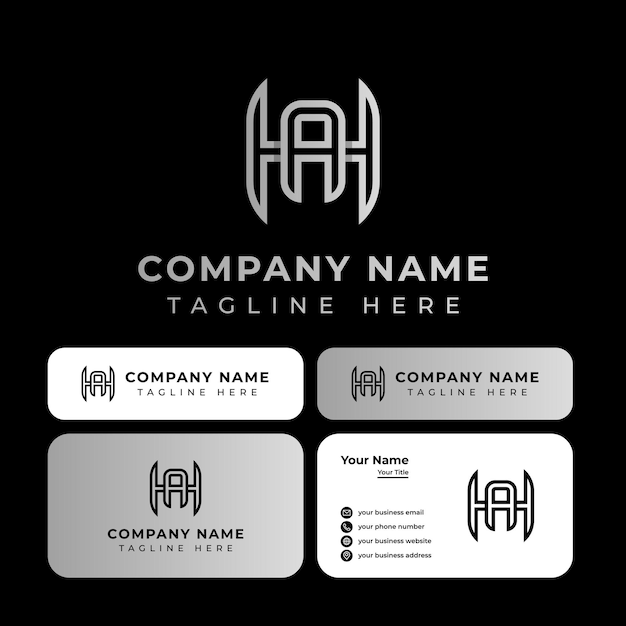 Lettre HA Outline Logo, adapté à toute entreprise ou identité personnelle.