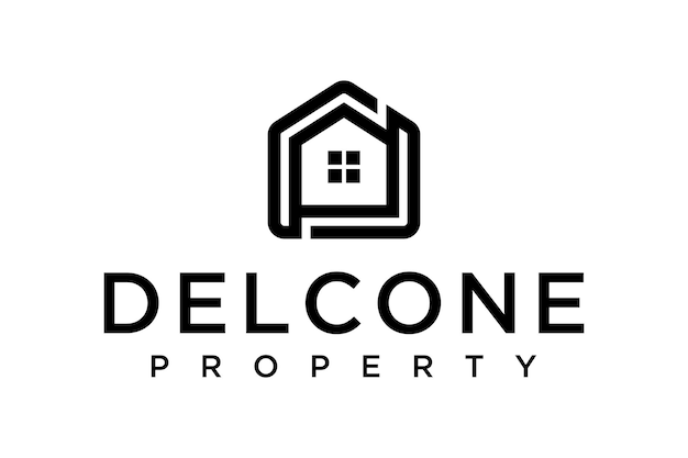 Lettre d'illustration Les initiales DP ont fusionné pour former une maison pour la conception du logo de la société immobilière