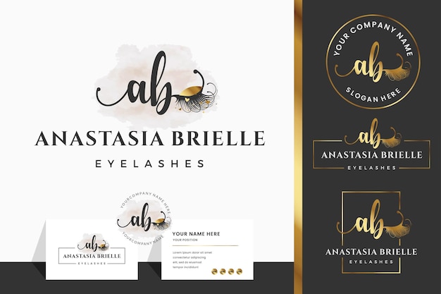 Lettre initiale AB A lash Eyebrow Lashes collection de conception de logo d'extension de cils pour l'image de marque